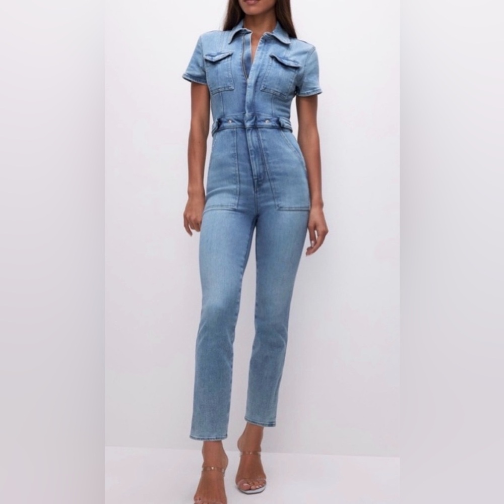 Good American Blue Denim Overalls